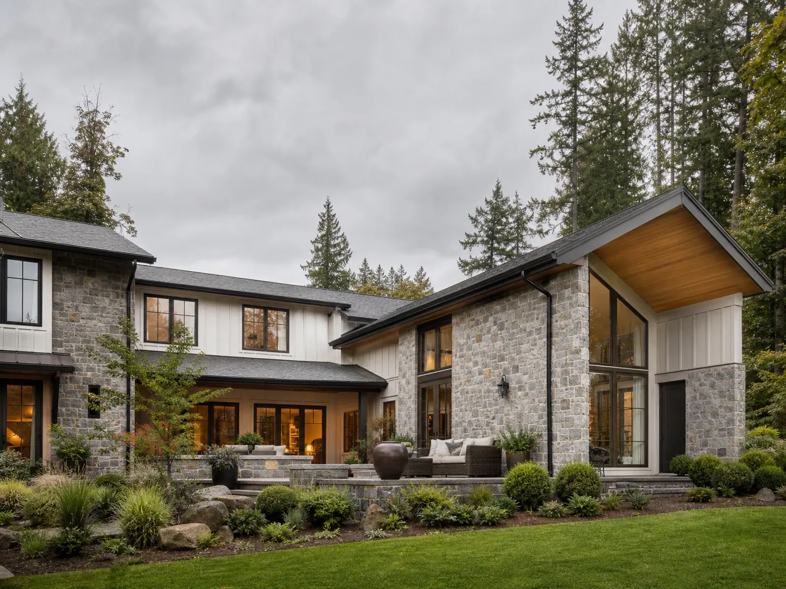 Addition roofline and siding coordinated with the existing home