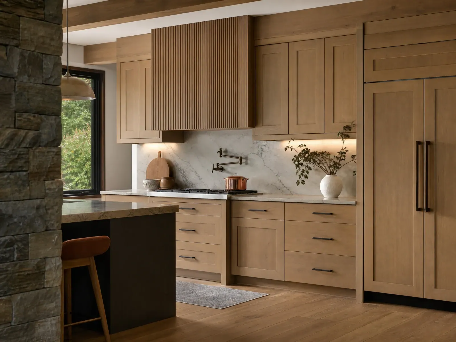 Professionally refinished kitchen cabinetry