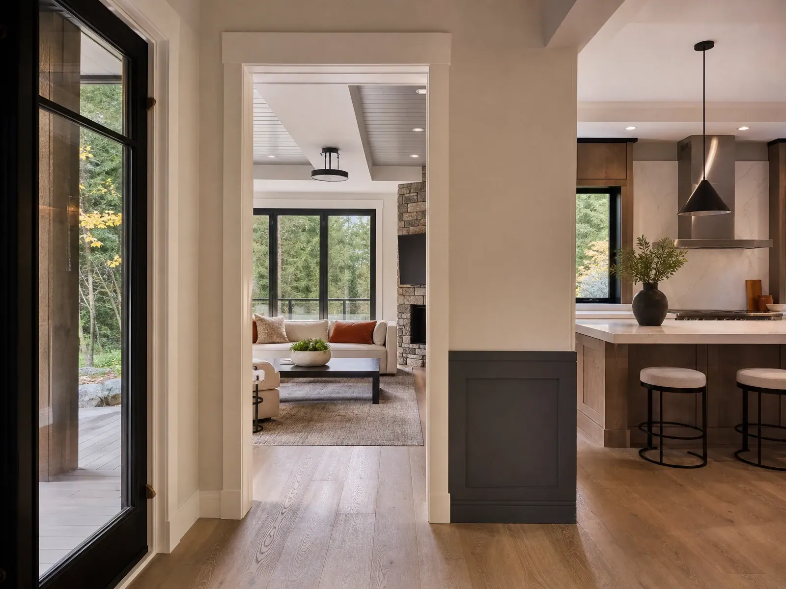 Clean paint transitions between walls, trim, and doors