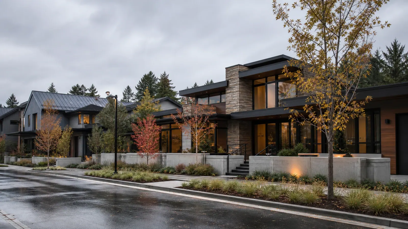 Contemporary residential streetscape on the Eastside Contemporary residential streetscape on the Eastside