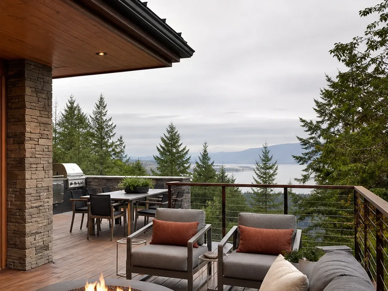 Deck framing, posts, and ledger connection during a Woodinville deck rebuild