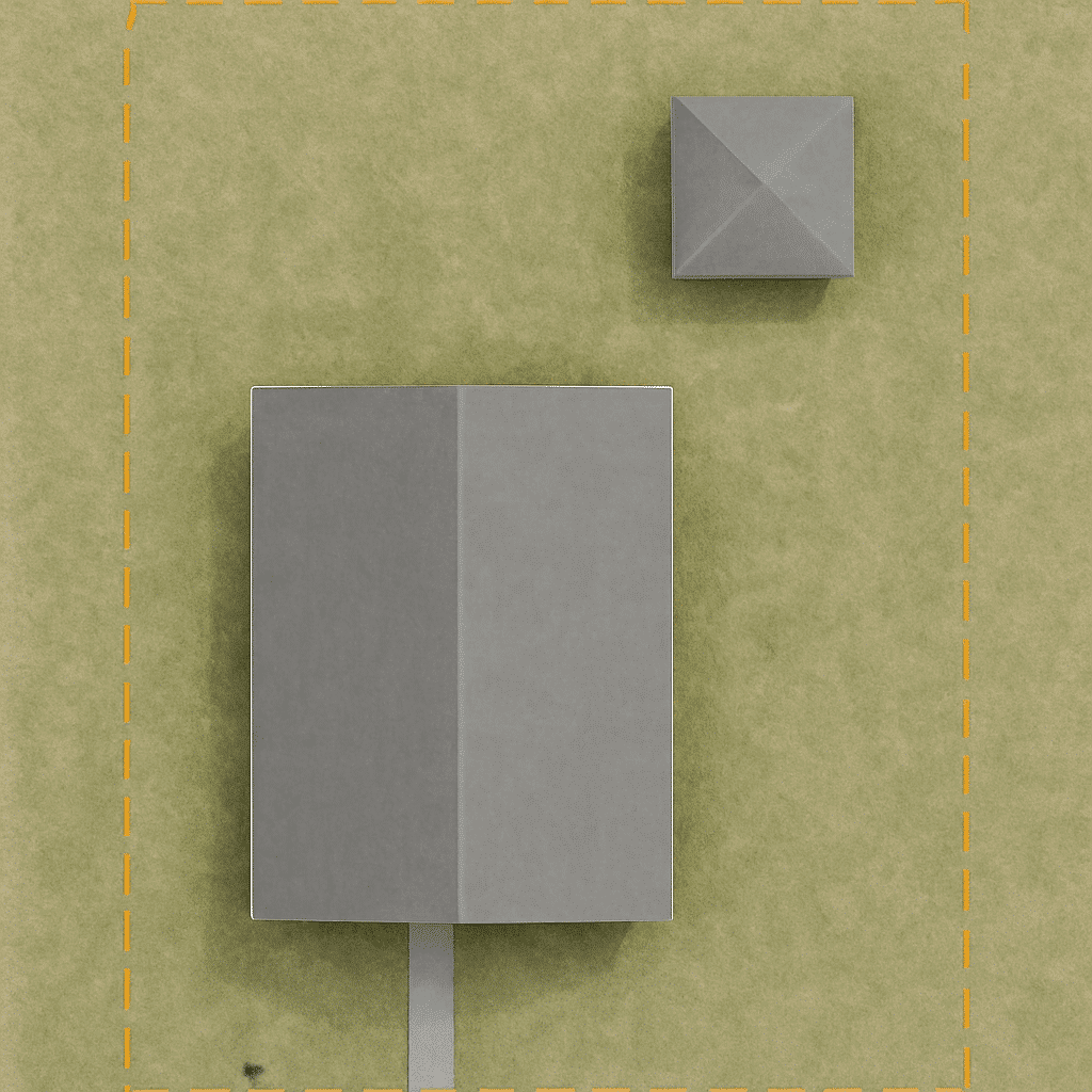 A diagram-style lot plan visually explains setbacks and utility positioning, matching the section's focus on lot coverag