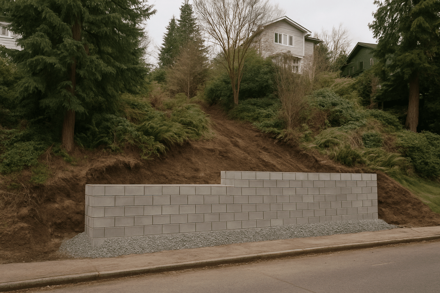 Site variables like slope and soil are primary cost drivers in Seattle; a sloped lot with foundation work directly illus