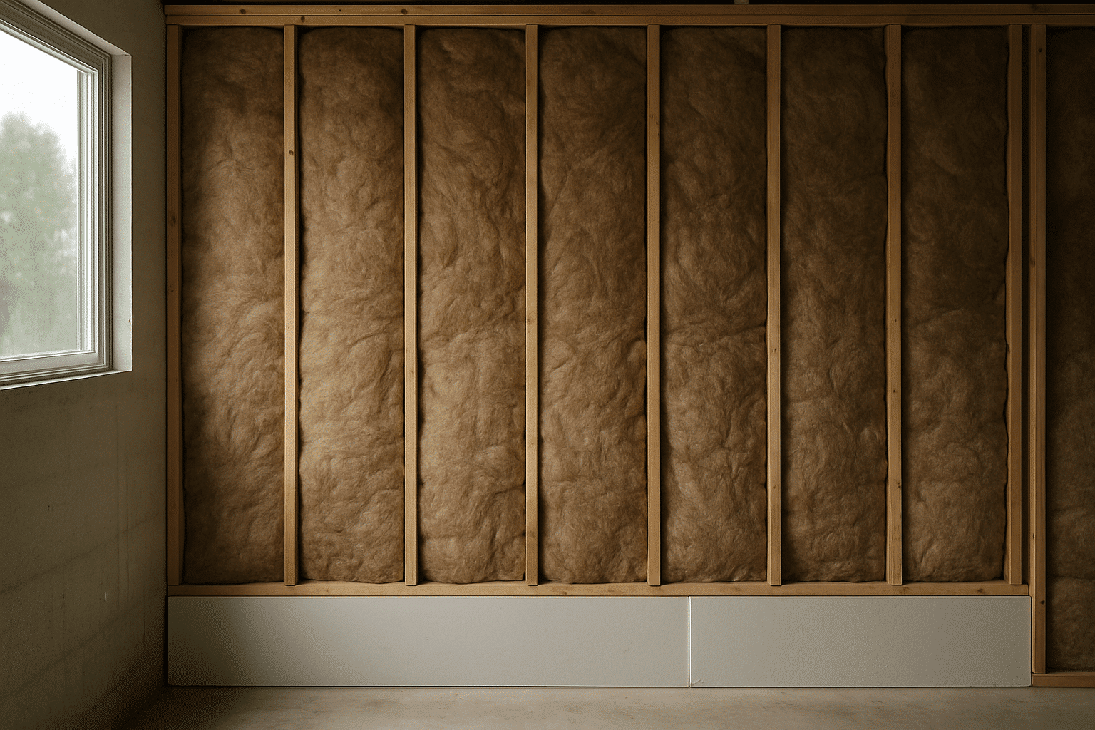 Visible insulation installation directly illustrates Washington State energy code compliance work for converted living s