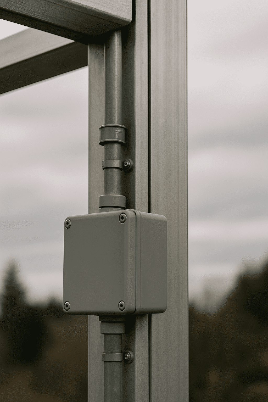 The motorised louver electrical wiring section is best illustrated by a crisp detail of weatherproof outdoor electrical