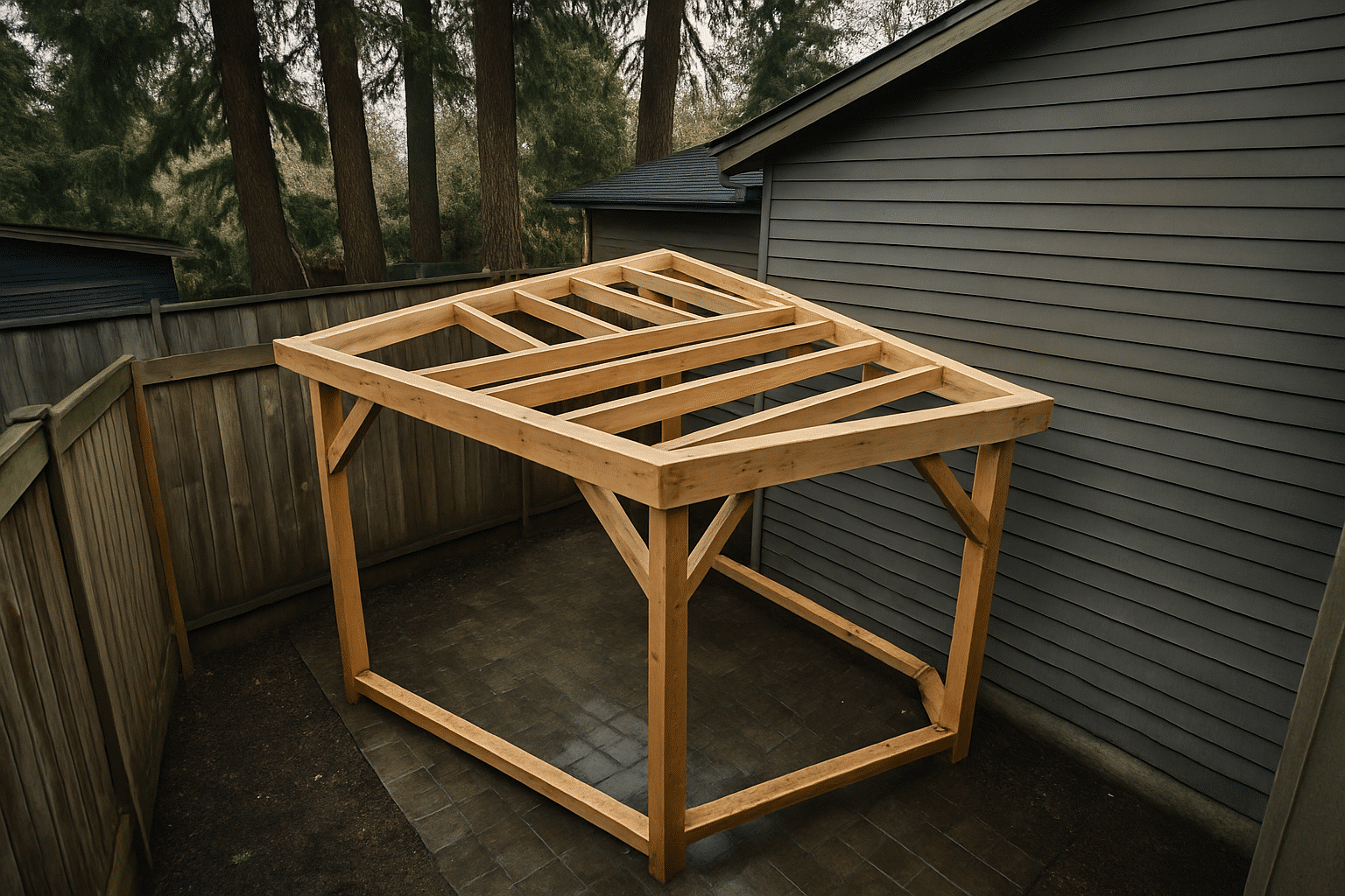 Captures the challenge of dense, irregularly shaped Seattle lots that demand custom pergola layouts rather than off-the-