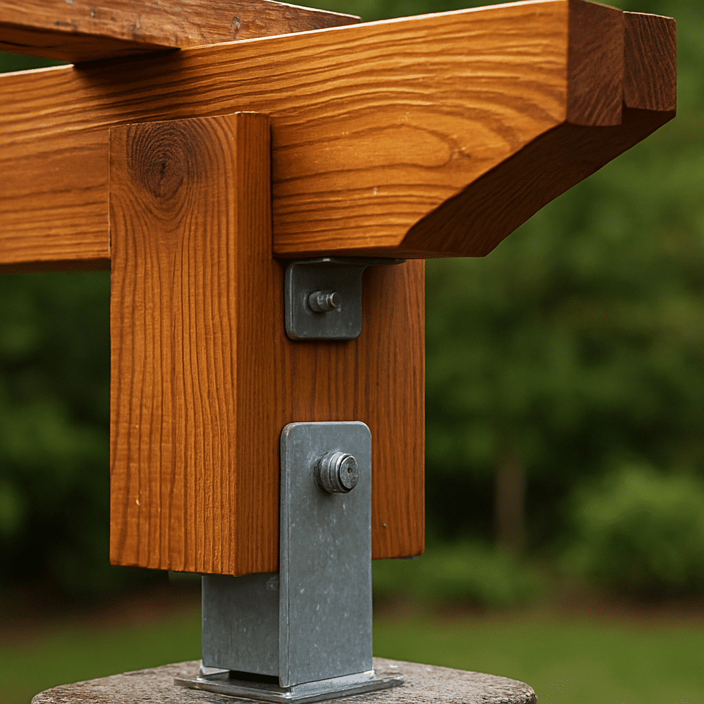 Showcases construction quality and installation standards through a close-up of structural joinery and hardware detail.