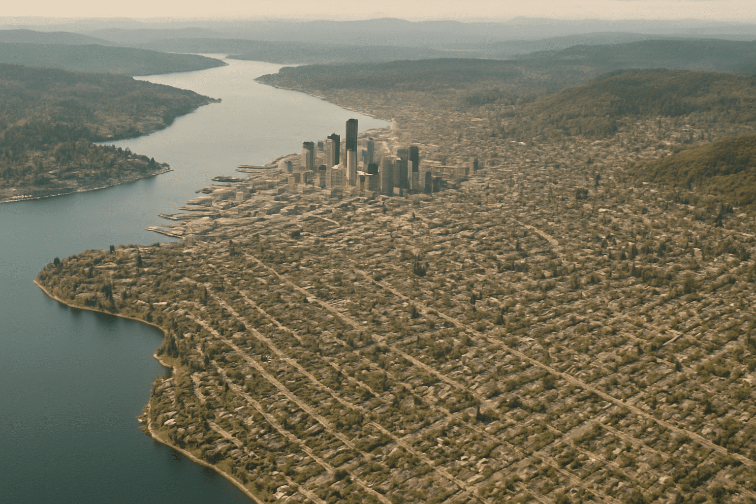 Provides a clean geographic figure representing the Seattle service territory for balcony construction without using a r