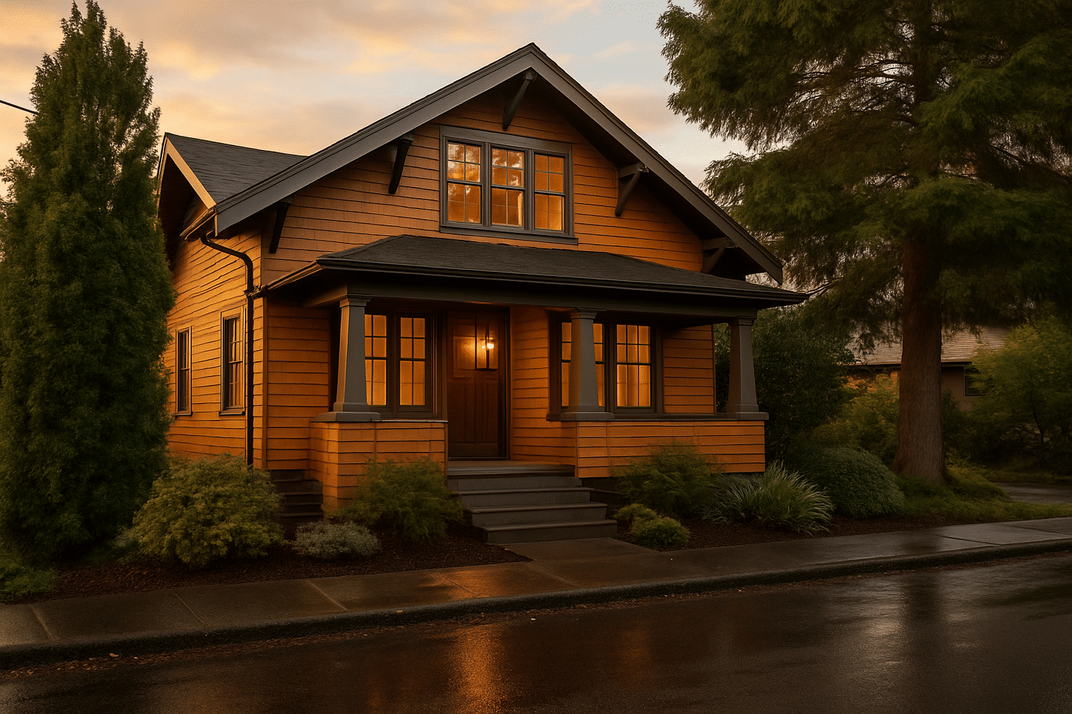 A renovated Seattle craftsman exterior establishes the complete home renovation subject immediately and grounds it in re
