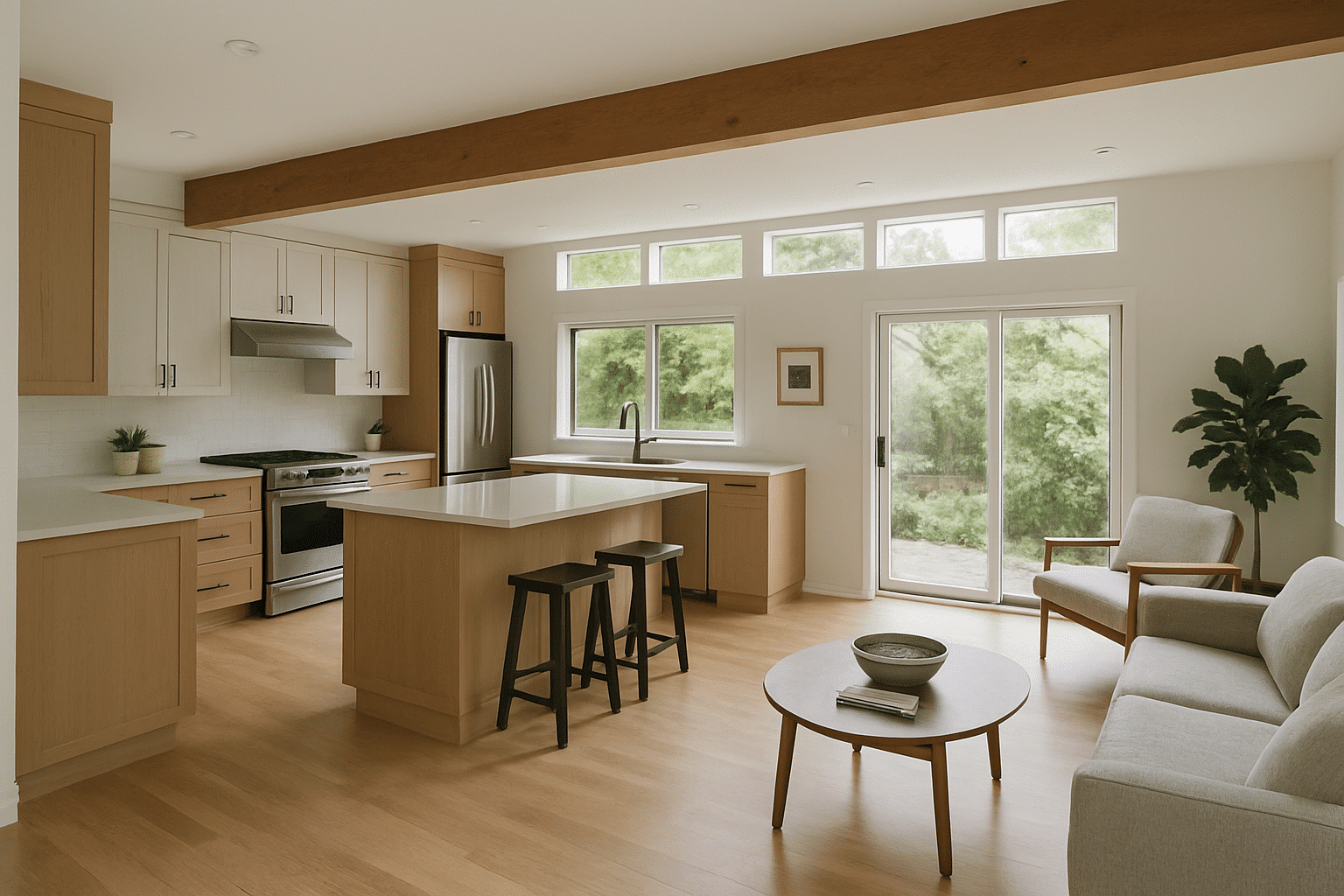A polished finished interior conveys the quality and completeness of a full-house remodel delivered under a single contr