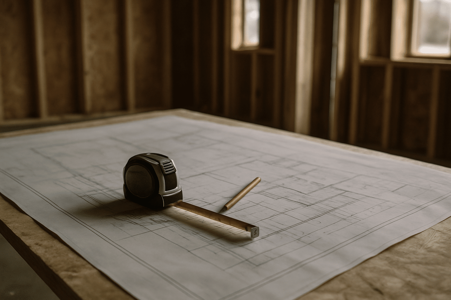 Detailed field drawings on-site convey the theme of accurate, site-matched plans that prevent costly change orders durin