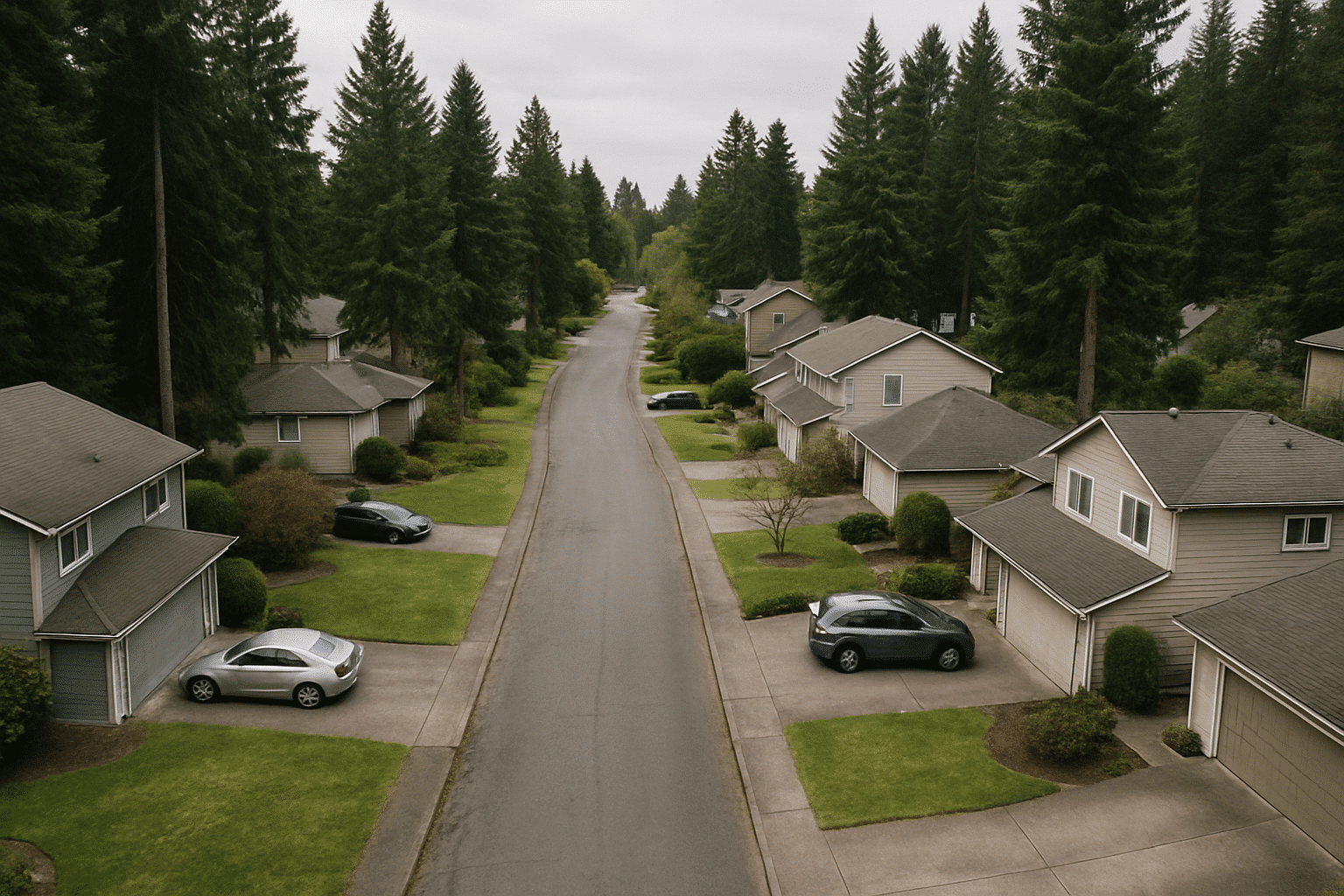 A bird's-eye neighborhood view grounds the Eastside service area narrative without depicting any specific project or pro