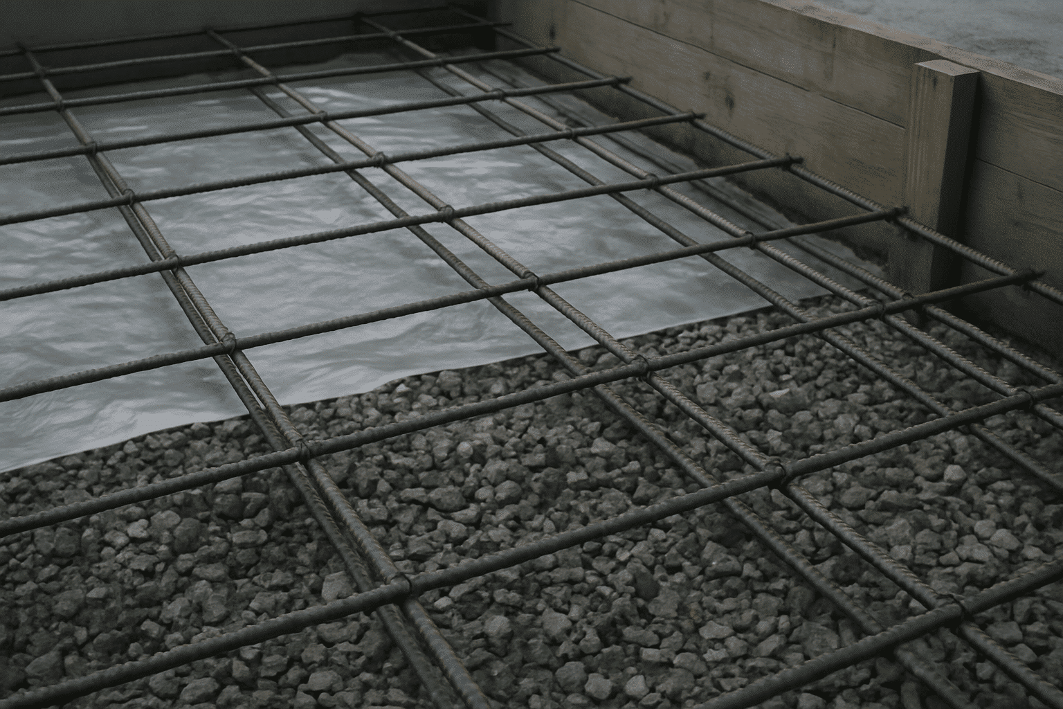 Rebar and formwork details directly illustrate the structural and slab specification standards discussed in this section