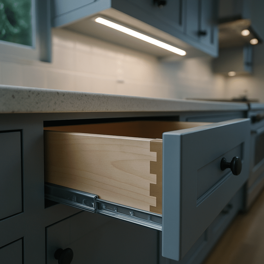A standards section is best supported by a close-up detail image that signals craftsmanship and material quality rather 
