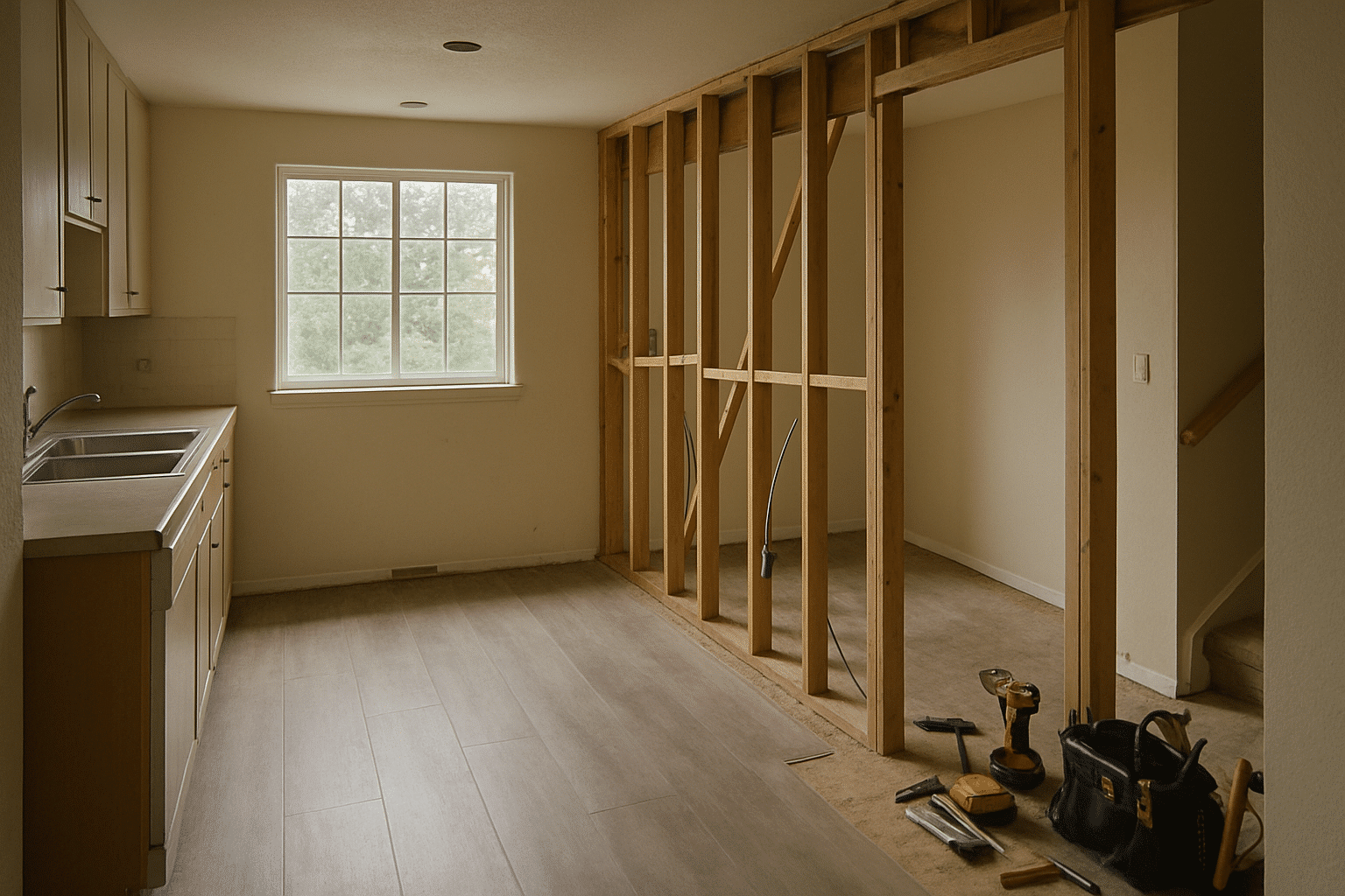 The section explains how a remodel changes the whole space's function, so an in-progress layout-change scene communicate
