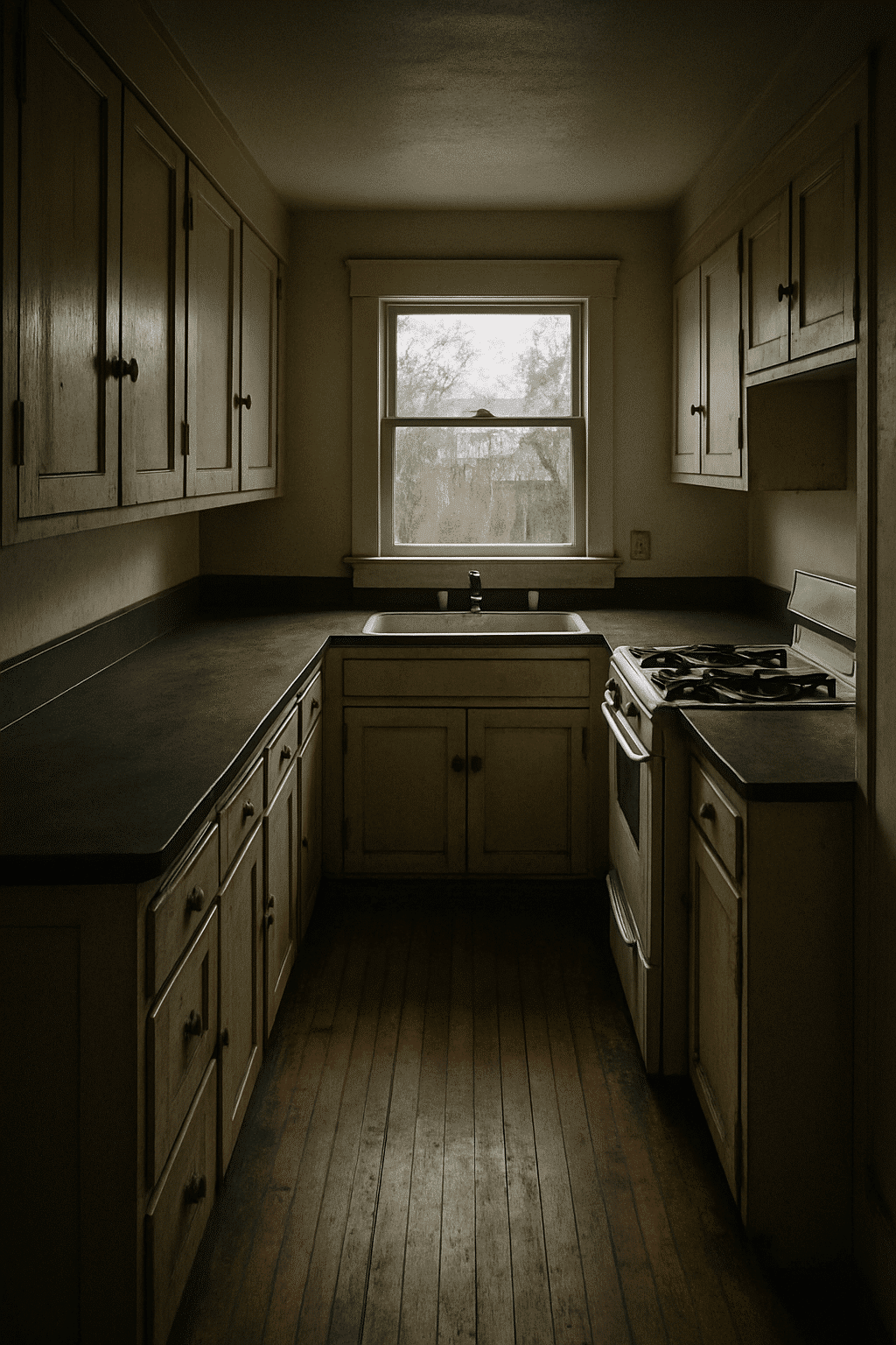 The section recounts a pre-scope site walk in Fremont, so a candid pre-remodel snapshot of a real bungalow kitchen captu