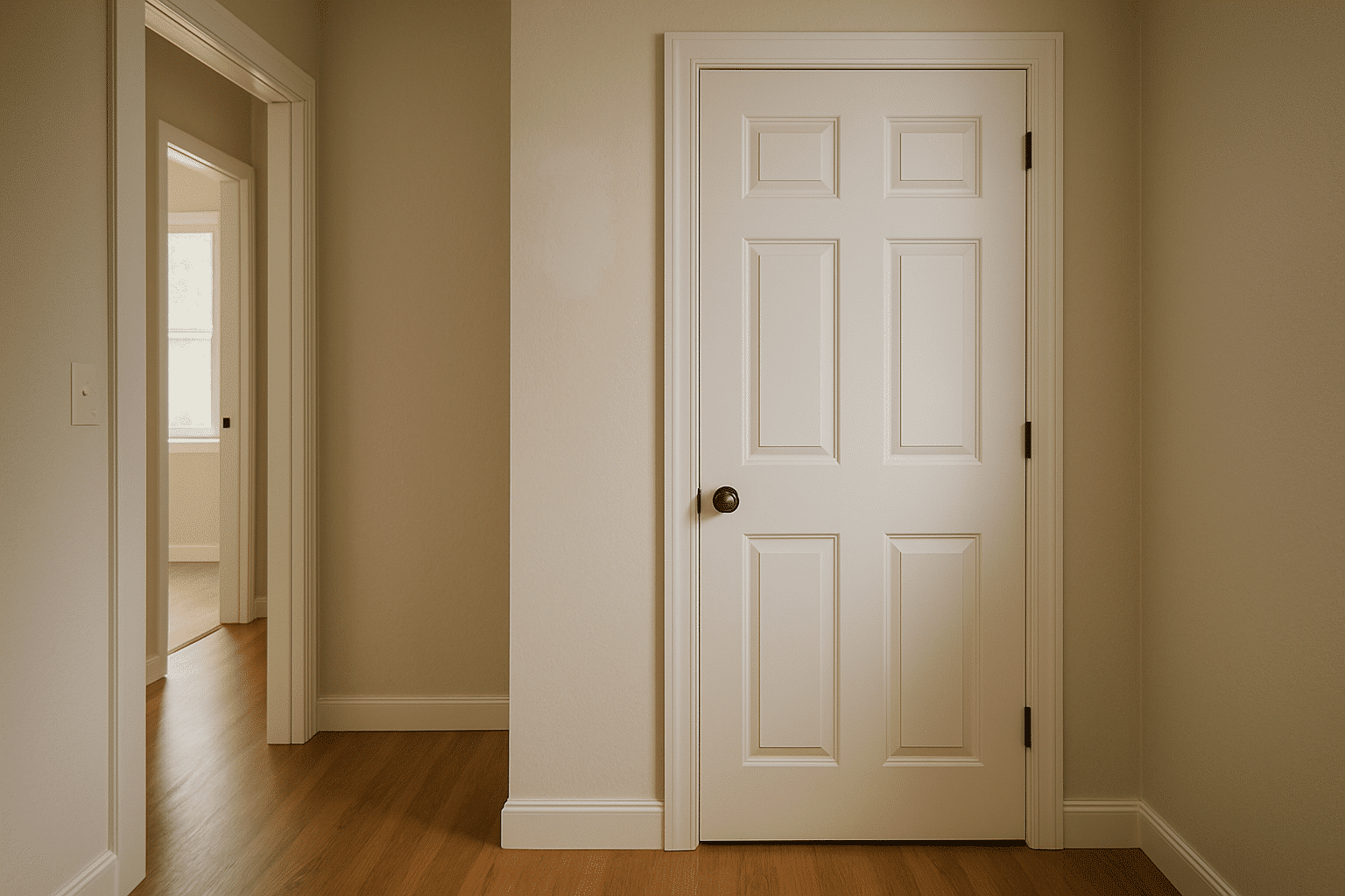 This slot covers the range of minor repair services - door rehangs, trim work, and drywall - so a scene combining mu