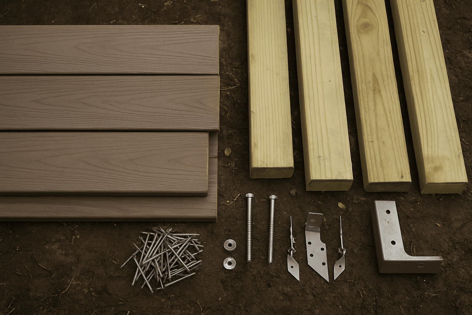 Illustrates the material and structural scope of deck remodeling work without depicting a finished product.