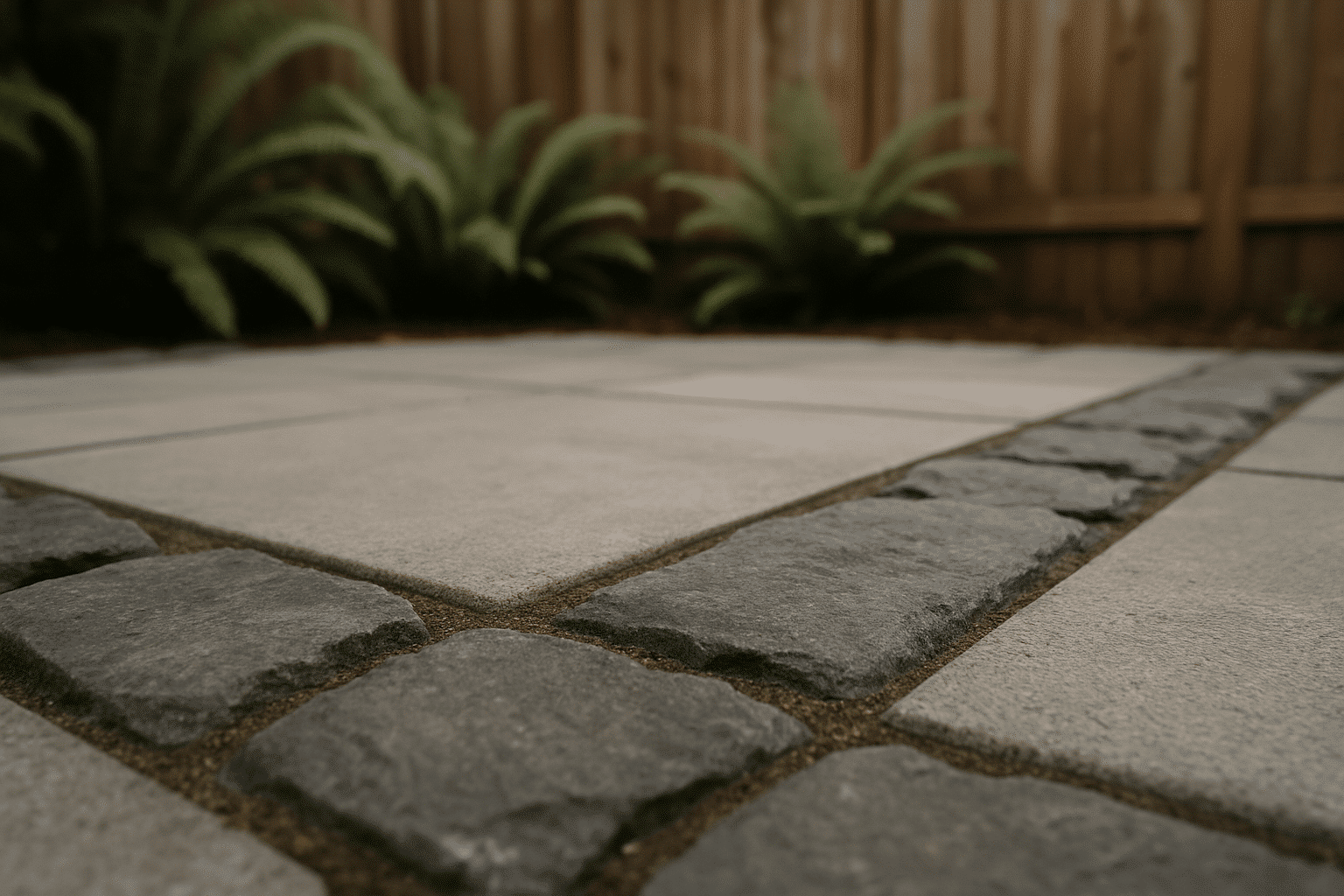 Illustrates the variety of patio materials and craftsmanship quality the company builds, matching the 'what we build' se