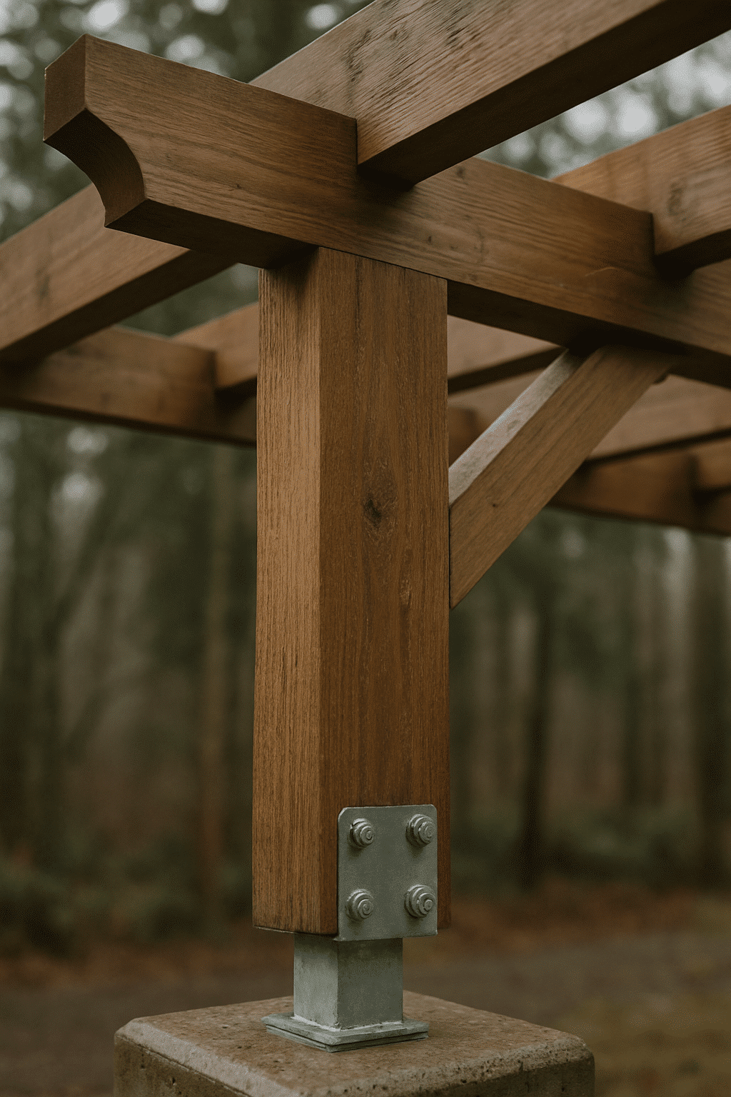 This section describes what the company builds, so a detail shot of quality materials and structural hardware communicat