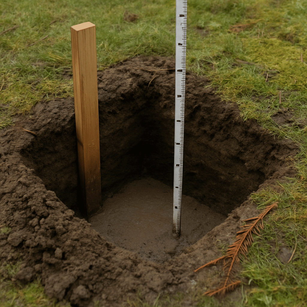 Footing depth confirmation is a technical, trust-building detail - a frank close-up of an excavated footing in Seattle
