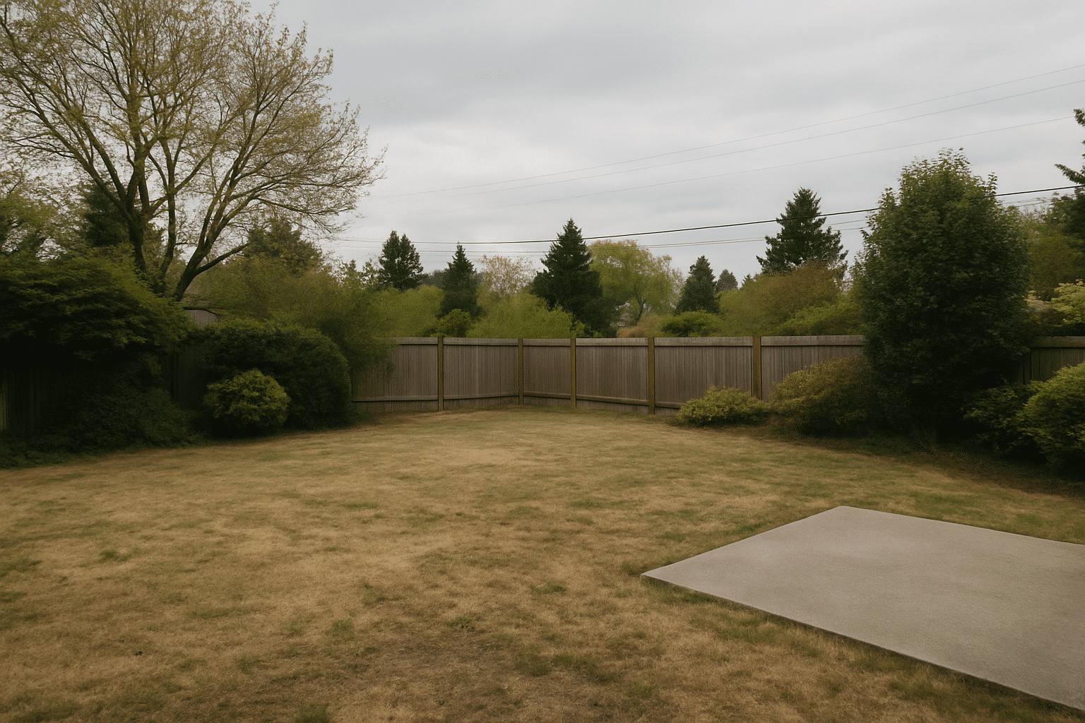 A feasibility evaluation section needs an image of a yard in its existing state - unbuilt, but full of the site condit