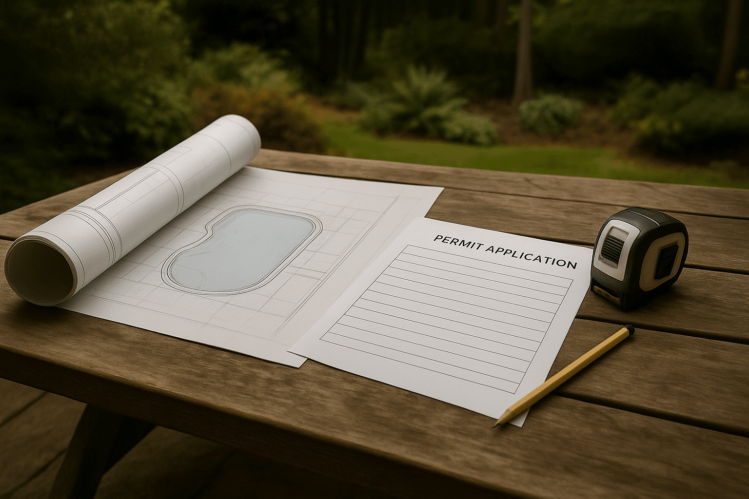 Represents the permit documentation and planning process without depicting any specific company or branded materials.