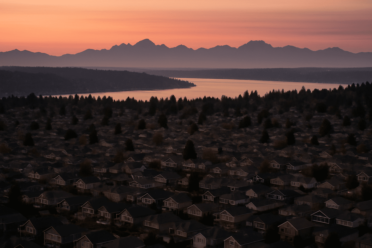 A sweeping residential aerial captures the broad geographic service area across greater Seattle without pinpointing any 
