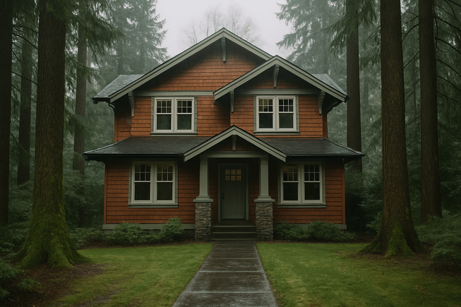 Establishes the core premise  -  Seattle's wet environment and how it affects the materials of a typical regional home  