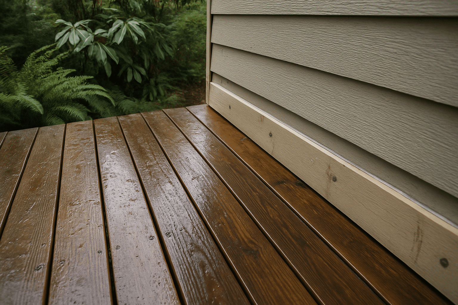 The deck-to-house connection is the most common failure point in Seattle remodels, making it ideal for the 'common scena