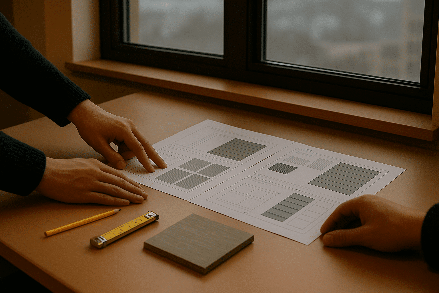 Represents the professional pre-design planning process  -  material specification before drawings  -  which is the key 