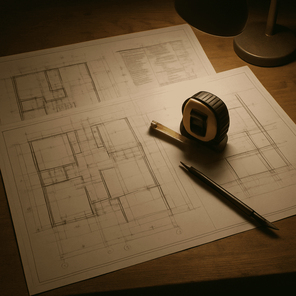 Represents the design and scoping documents that determine which permit track a remodel follows, fitting the section's t