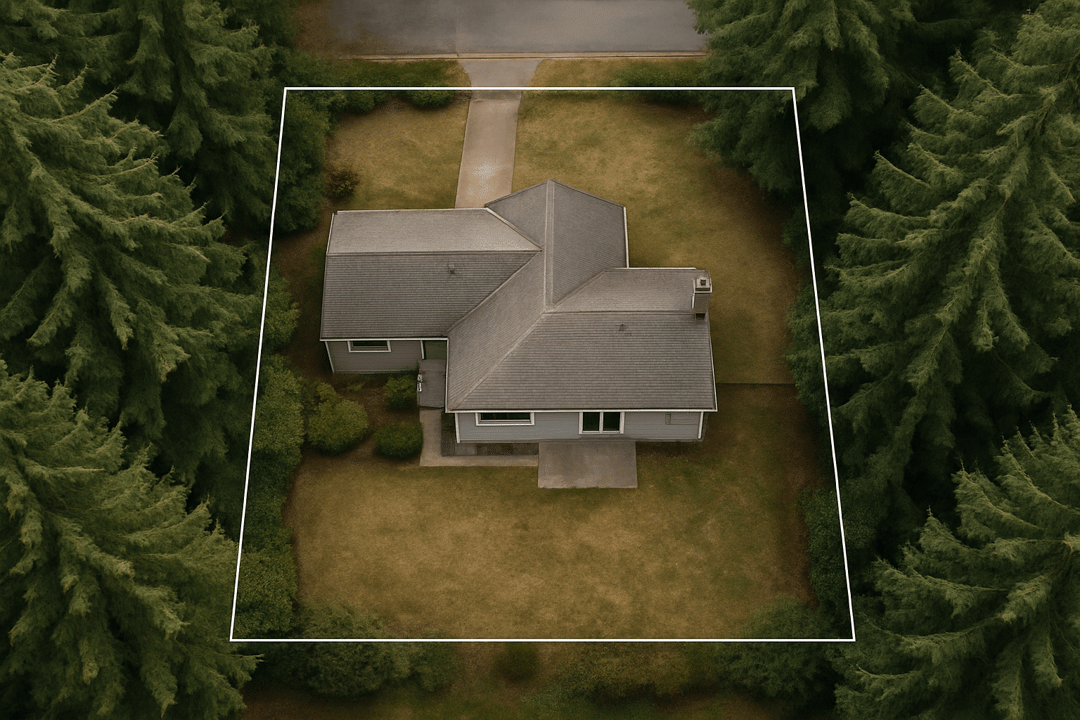 An aerial lot-boundary view supports the call-to-action framing of understanding what a specific sloped property require