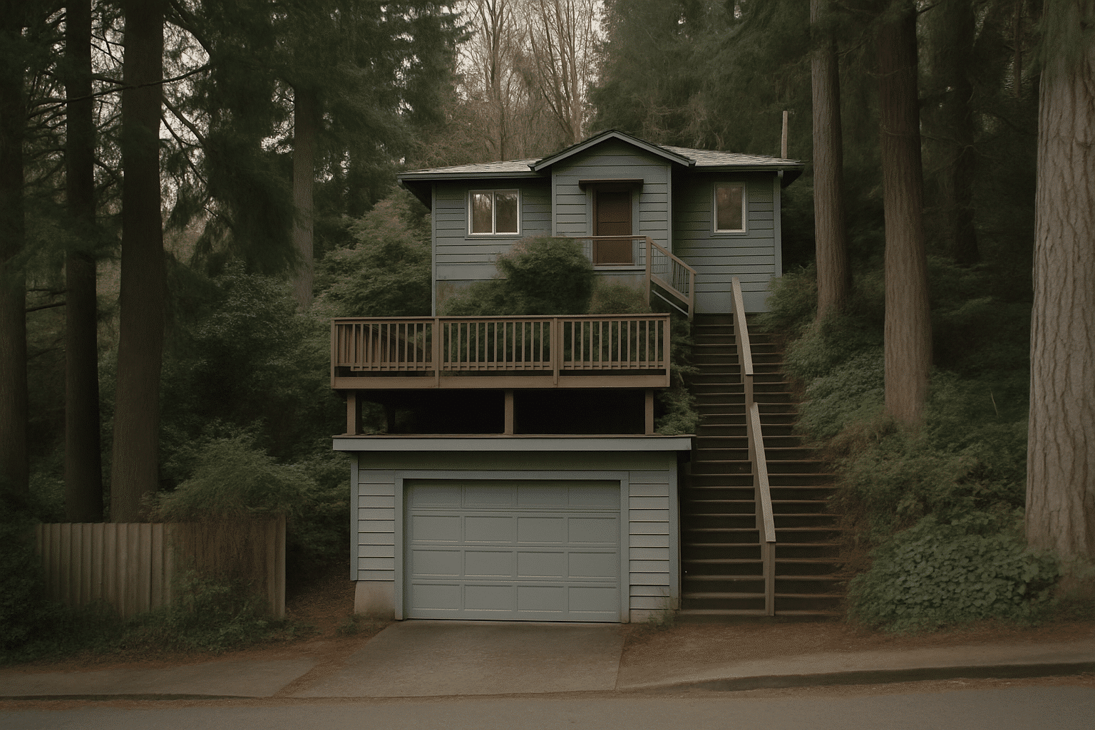 A multi-terraced lot naturally illustrates the idea of different slope situations encountered in Seattle hillside projec