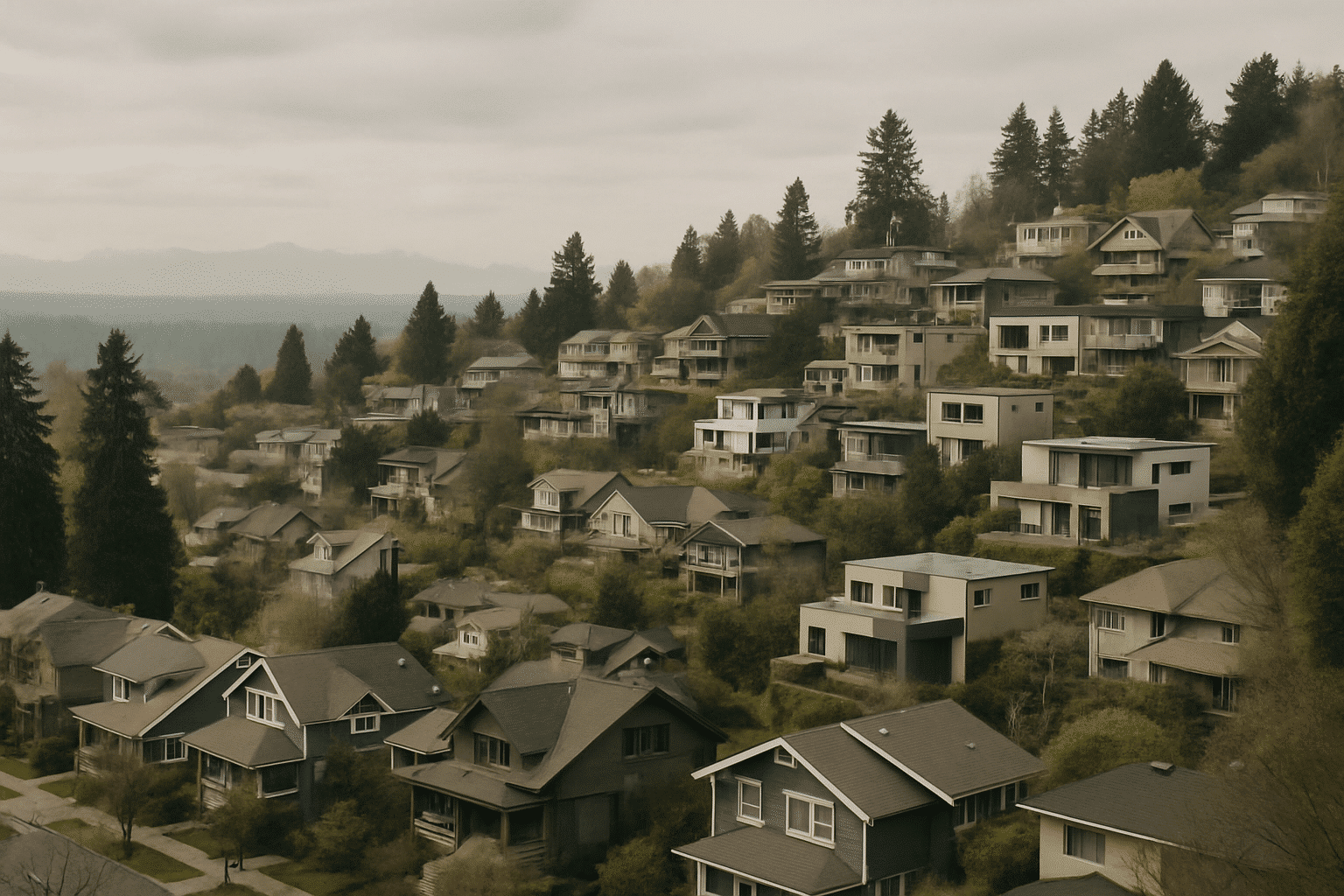 A broad neighbourhood panorama conveys geographic reach across greater Seattle hillside communities, supporting the regi